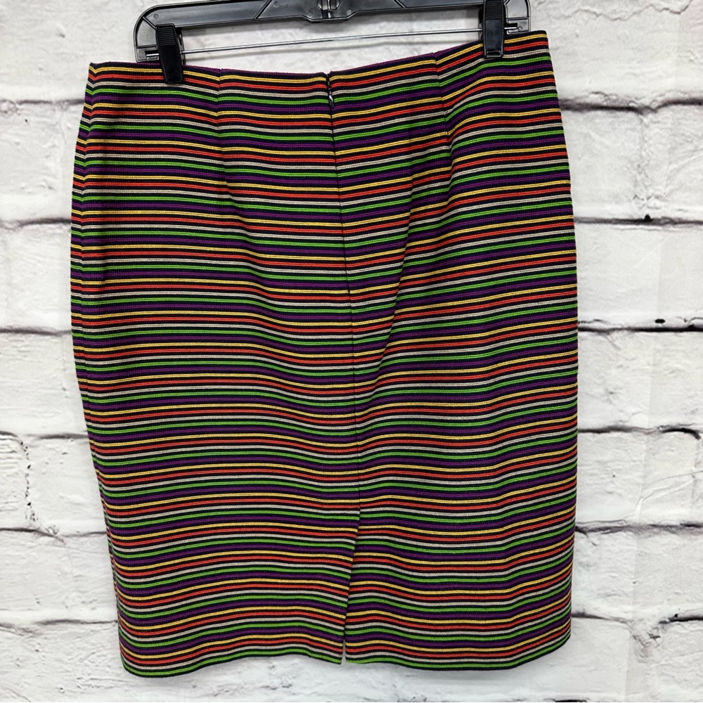TALBOTS Skirt Size 12 colorful Striped Stretch Pencil Lined Back Zip bri… - Picture 4 of 8